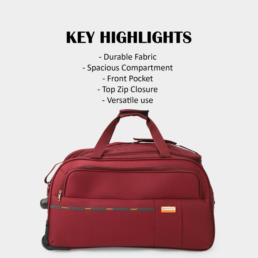Maroon Polyester Duffle Trolley Bag , , large