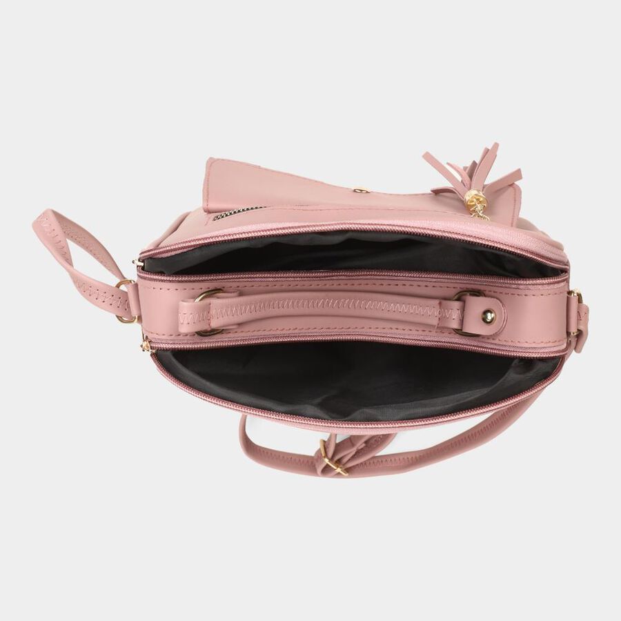 Women's Pink Polyurethane Sling Bag, , large image number null