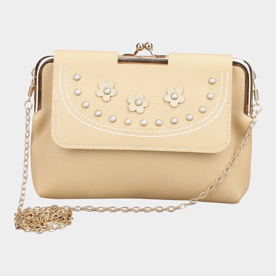 Women's Tan Polyurethane Sling Bag, , large