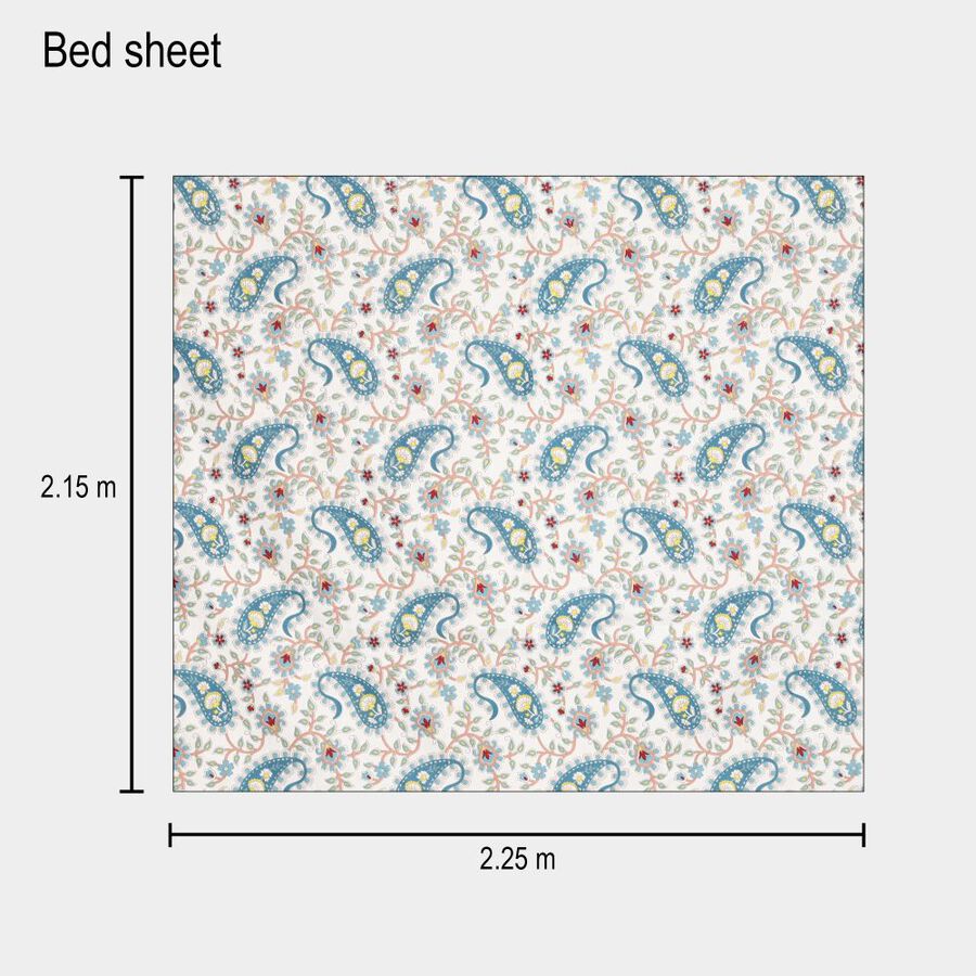 110 GSM Blue Microfiber Double Bedsheet With Pillow Cover, , large image number null