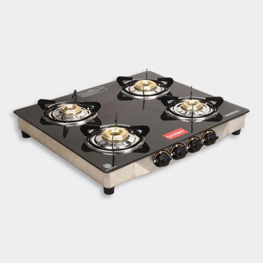 4 Burner Glass Top Gas Stove, , large image number null