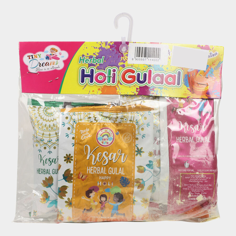 Herbal Holi Gulaal Set of 4, Green|Pink|Yellow|Orange, , large image number null