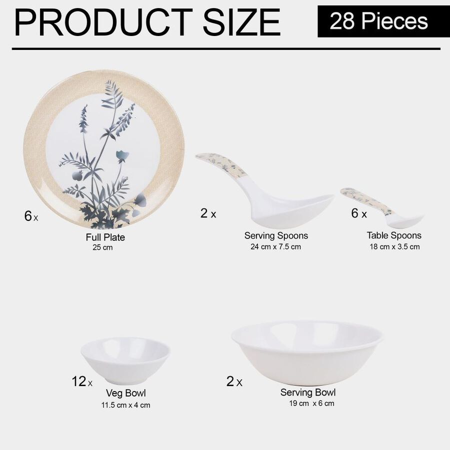 28 Pcs. Melamine Dinner Set, , large image number null