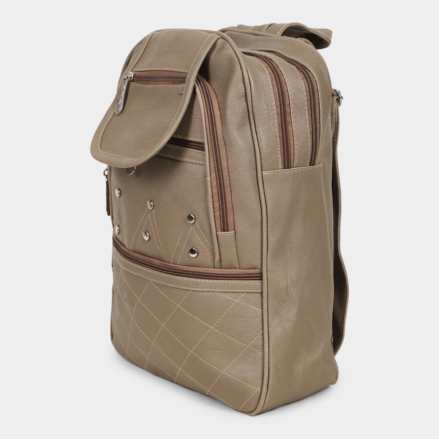 Women's Beige Polyurethane Backpack, , large image number null