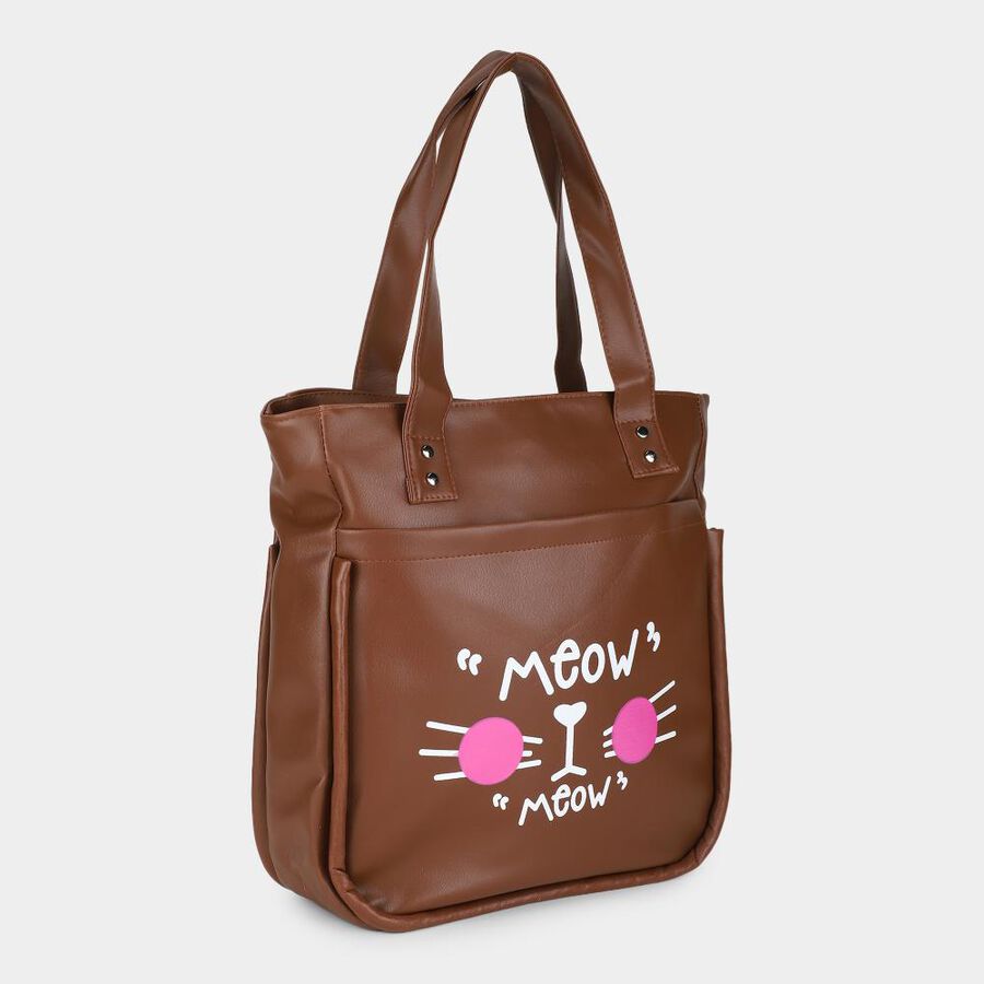 Tan PU Shopping Bag, , large