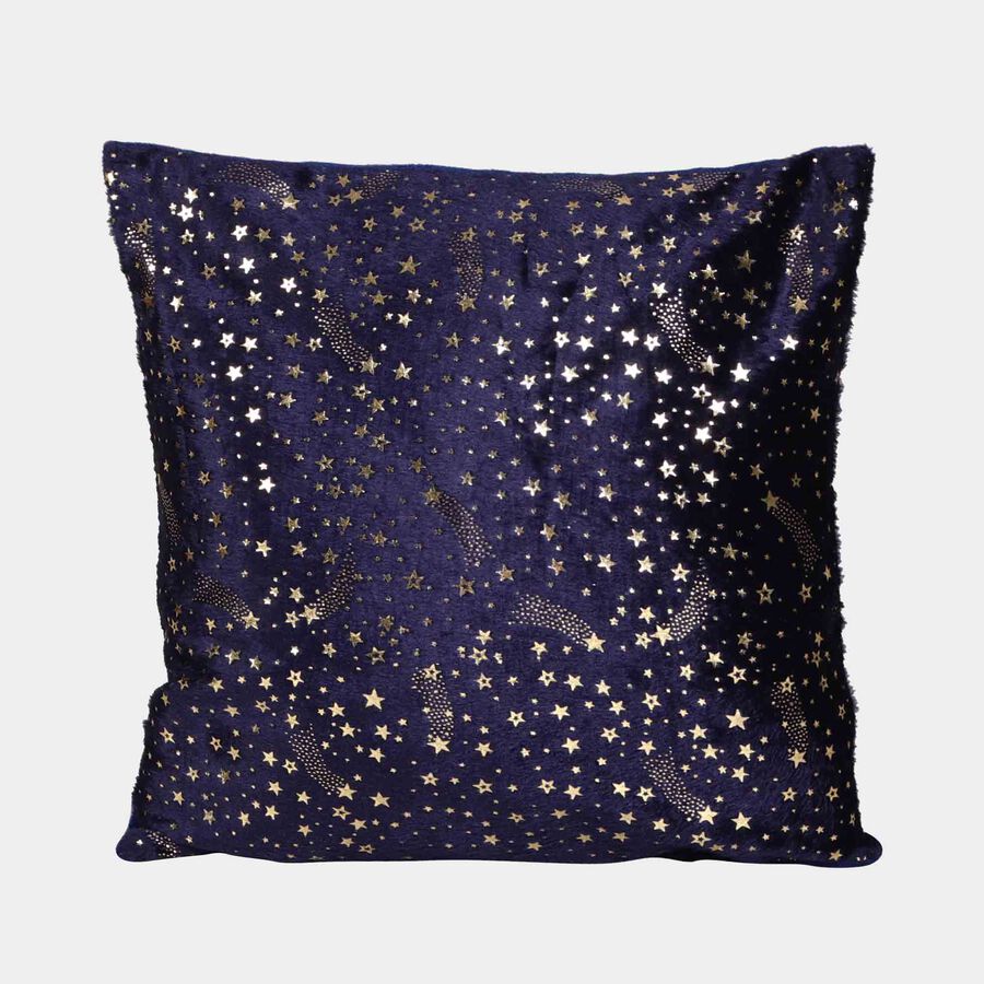 Navy Blue Foil Printed Cushion Cover, , large
