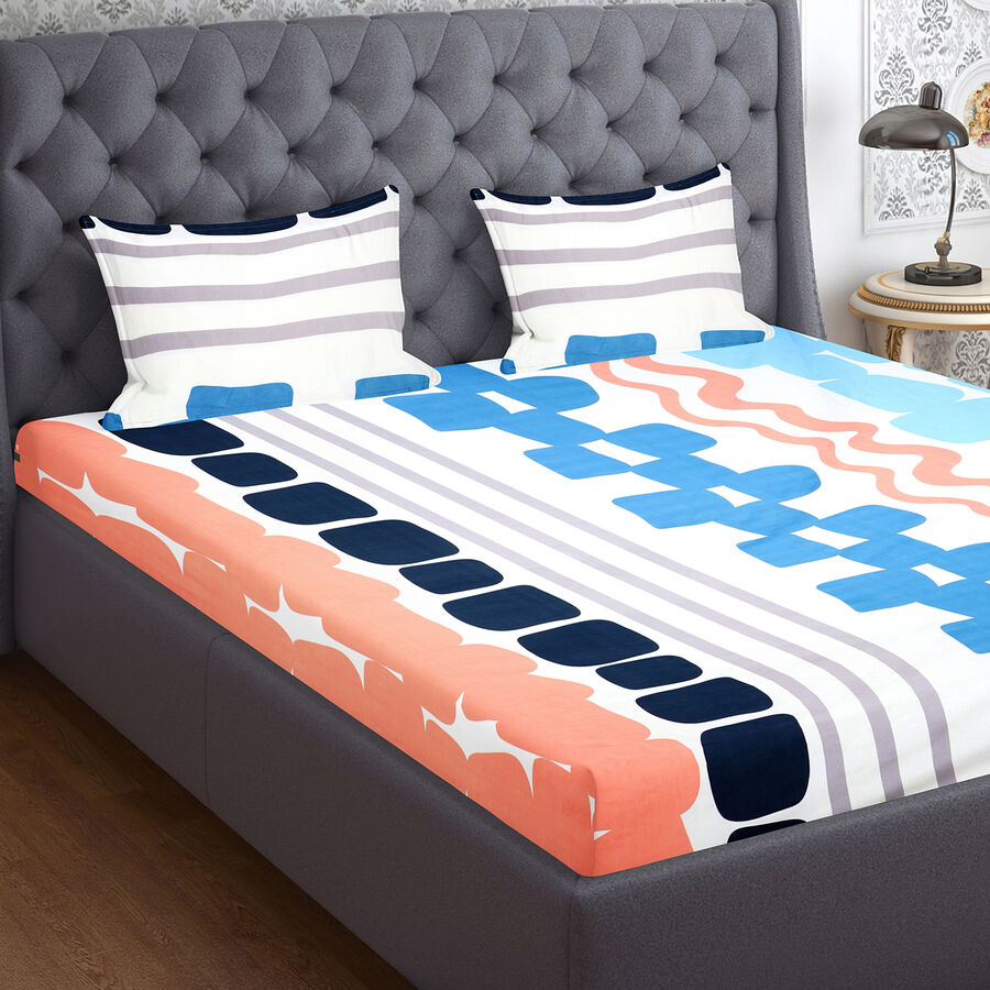 Multicolour Microfiber Double Bedsheet, , large image number null
