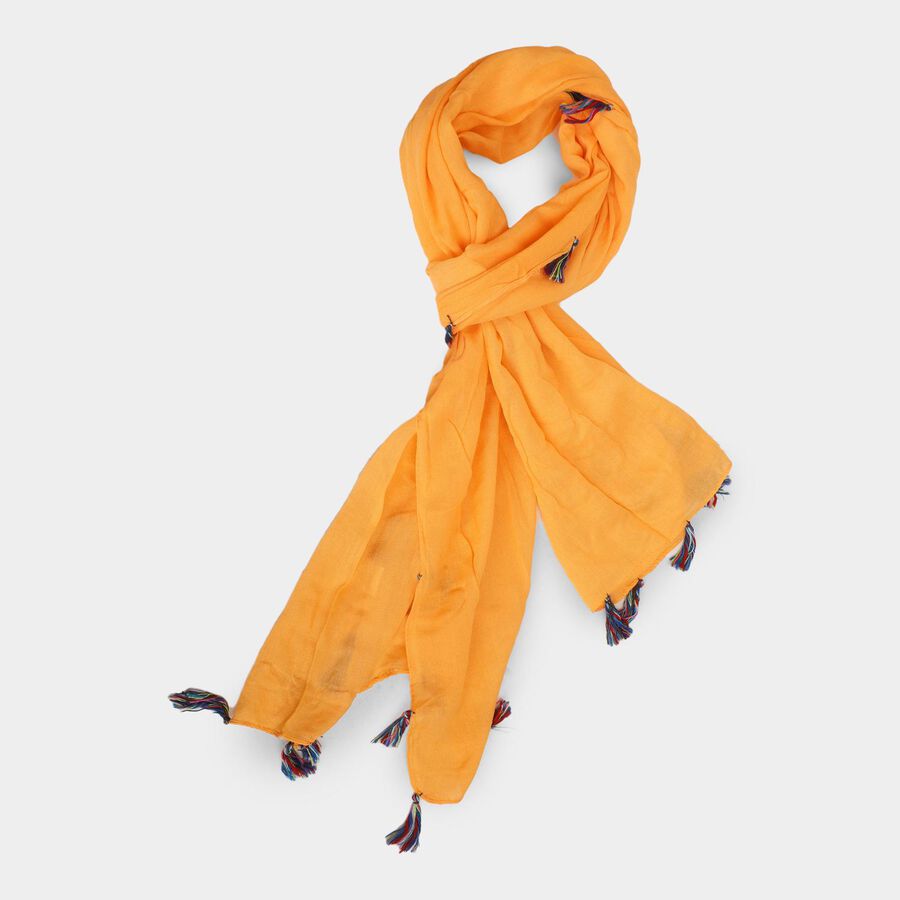 Women's Yellow Viscose Scarf, , large