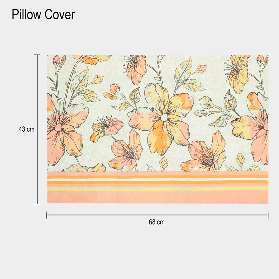 Peach and Yellow Floral Printed Double Bedsheet, , large image number null
