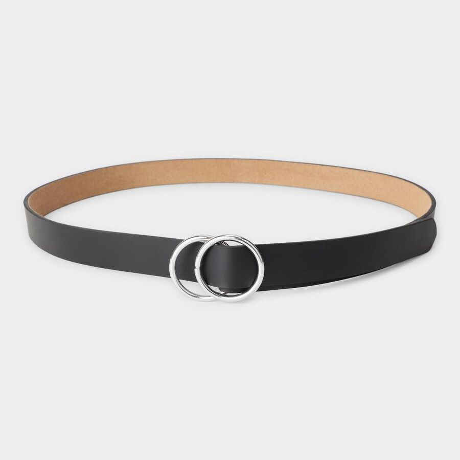 Woman's Black Polyurethane Belt, , large
