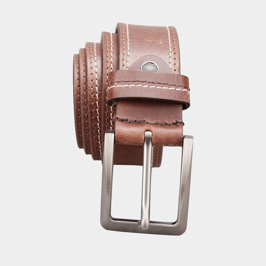 Men's Leather Casual Belt, Size 40, Textured, , large image number null