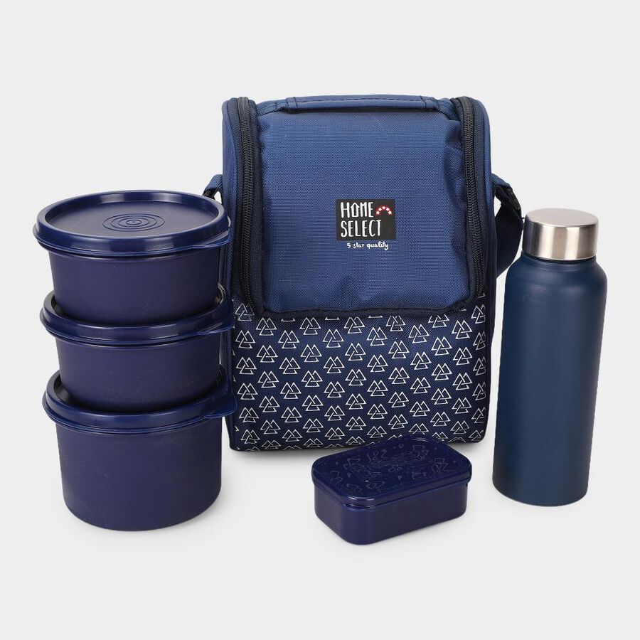 Stainless Steel Lunch Box With 3 Container + 1 Bottle , , large