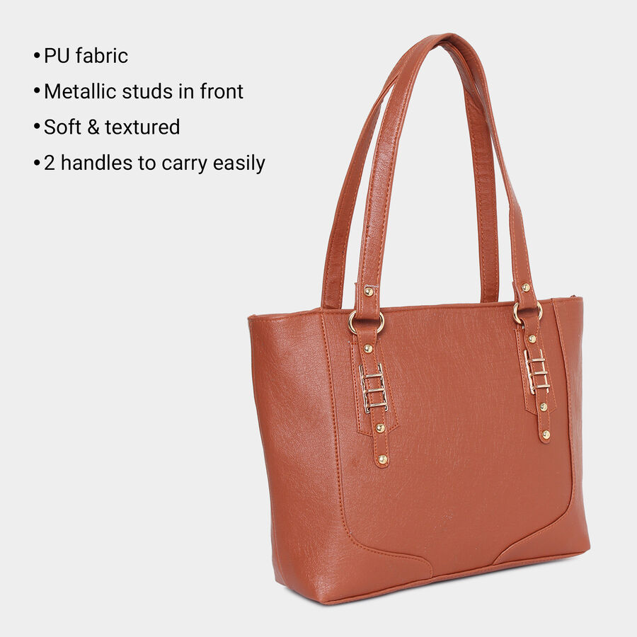 Women's Polyurethane Tote Bag, Embellished, Medium Size, , large image number null