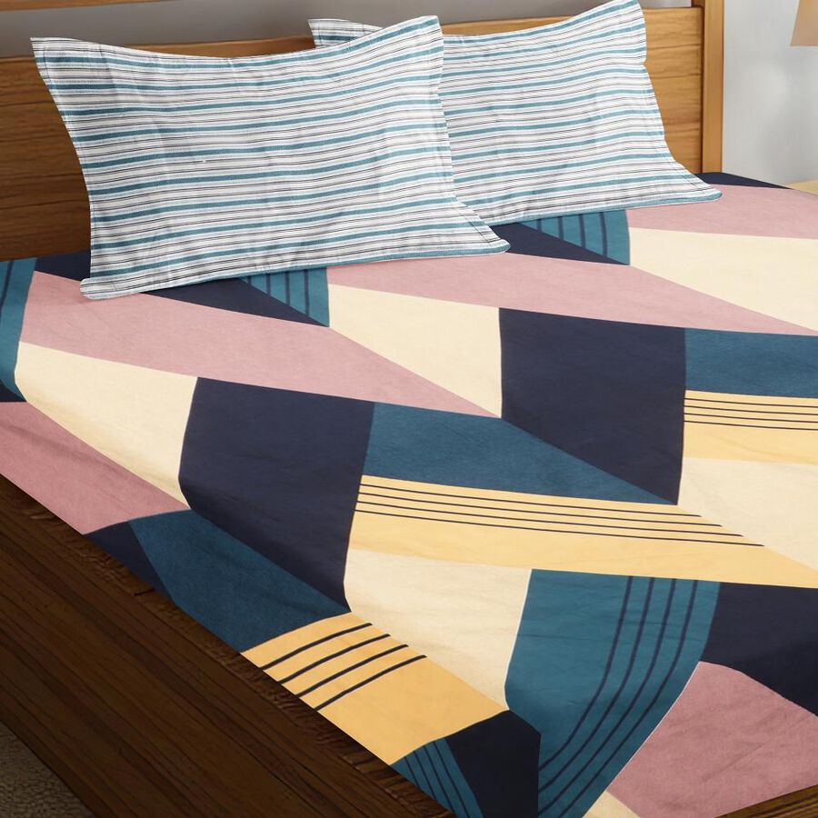 120 GSM Navy Blue Polyester Double Bedsheet, , large image number null
