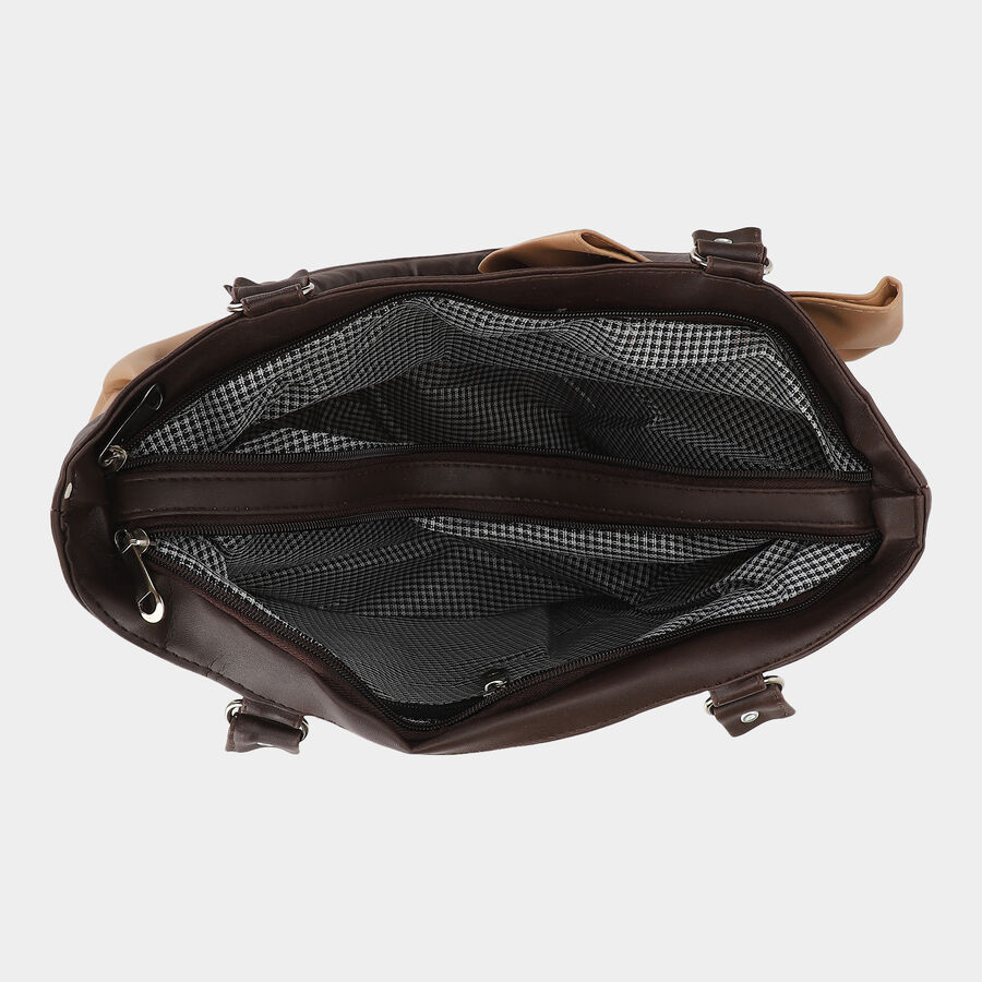 Woman's Brown Polyurethane Bag, , large