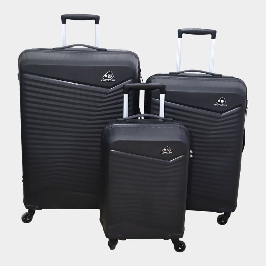 4-Wheel Black PVC Matee Hard Case Trolley, Small + Medium + Large, , large image number null