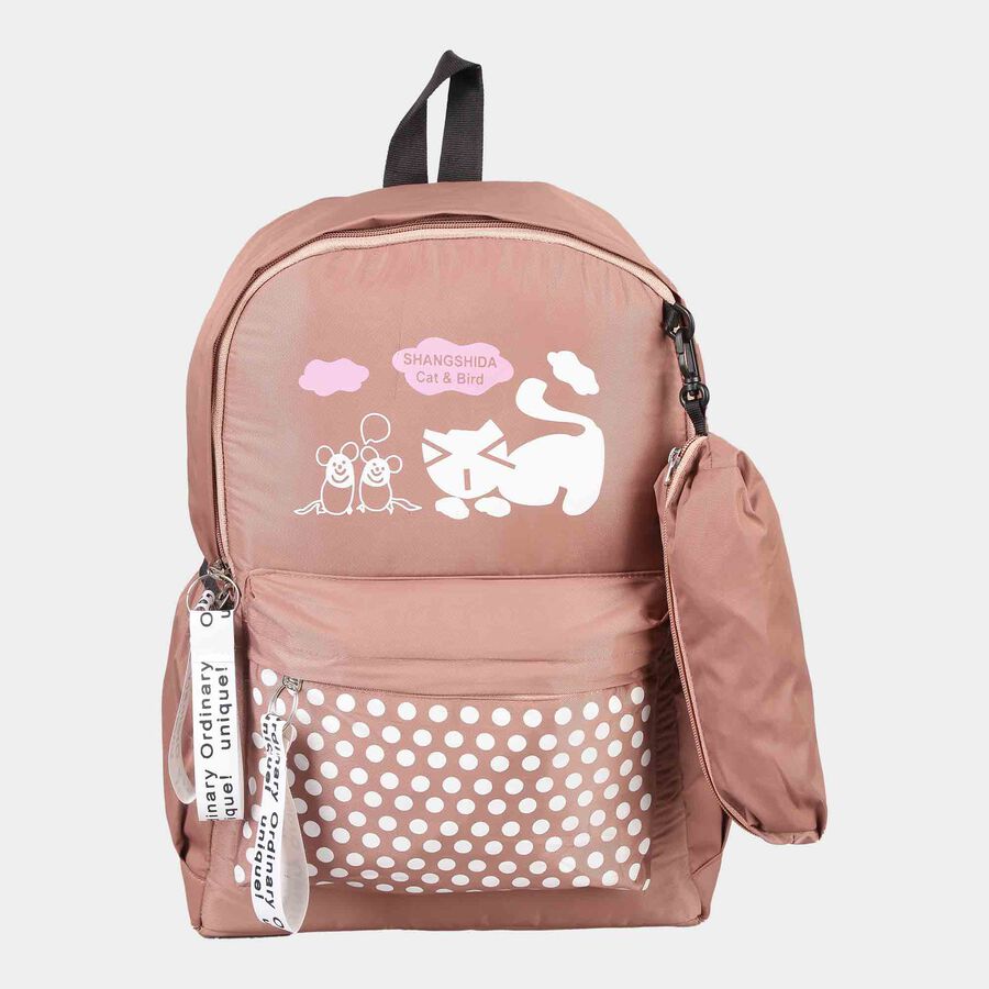 Women's Beige Polyurethane Backpack, , large image number null