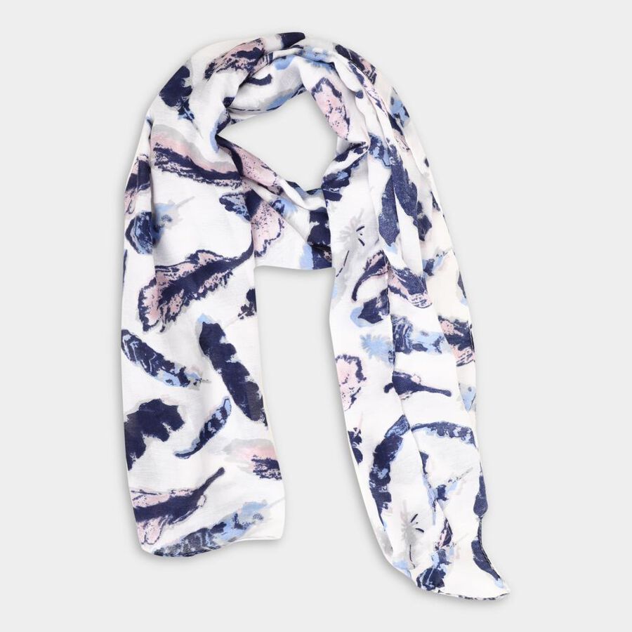 Women's White Viscose Scarf, , large image number null