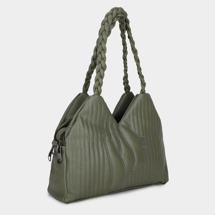 Women's Olive PU Hand Bag , , large