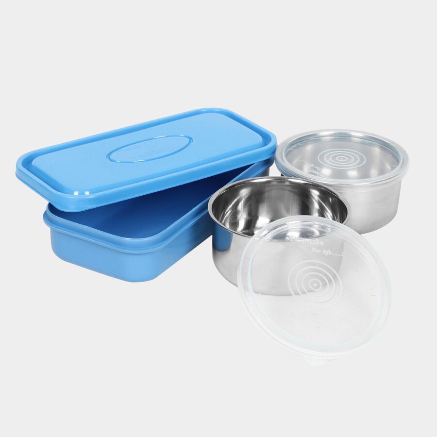 Plastic &Steel Lunch Box 3 Containers With Bag, , large image number null