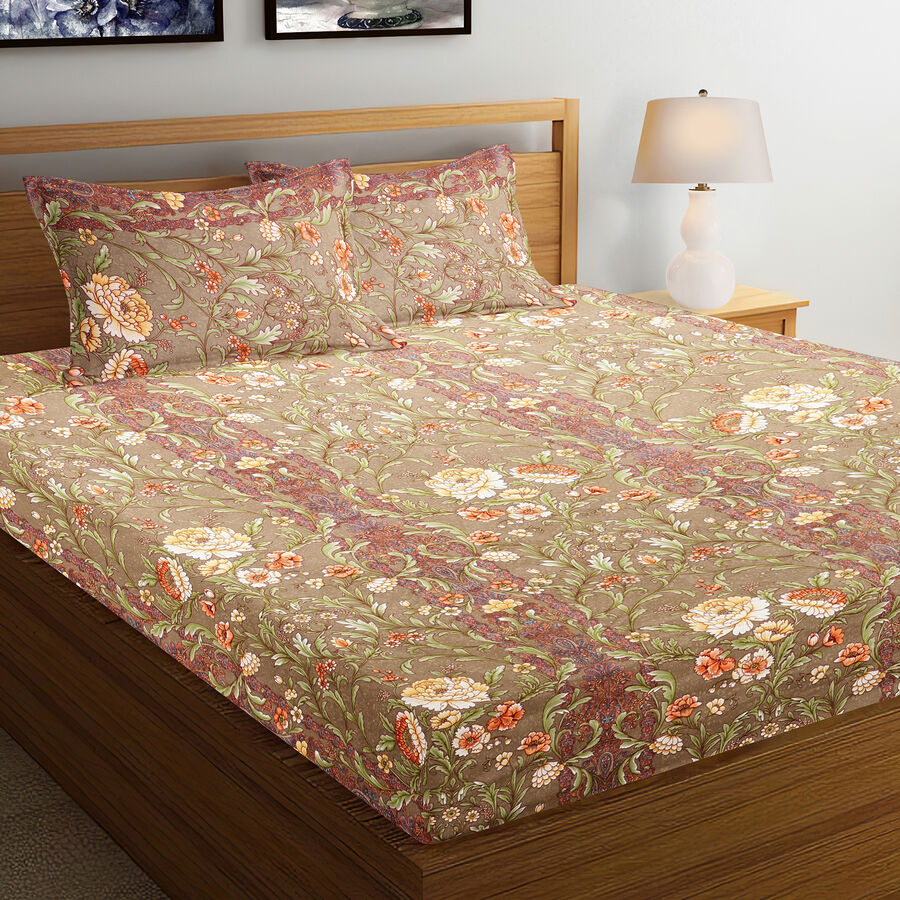 120 GSM Brown Microfiber Double Bedsheet, , large image number null