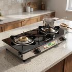 LP Gas Stove 2 Burner Glass Top, 1 star BEE rating, , small