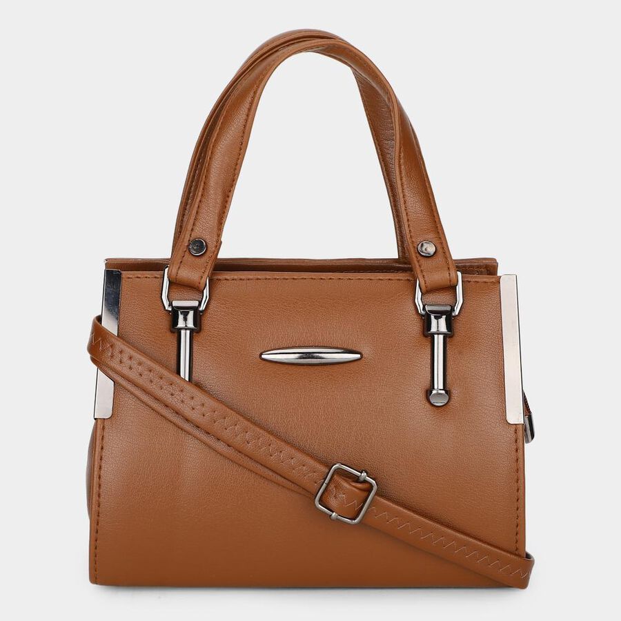 Women's Tan Polyurethane Handbag , , large