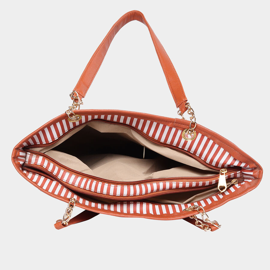Women Printed Tan Handbag, , large image number null