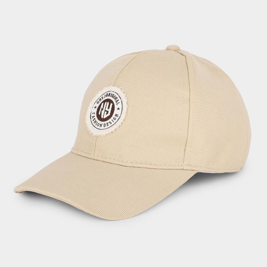 Men's Beige Fabric Cap , , large