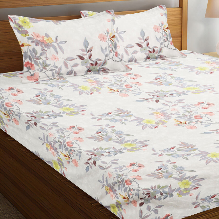 120 GSM White Polyester Double Bedsheet, , large image number null
