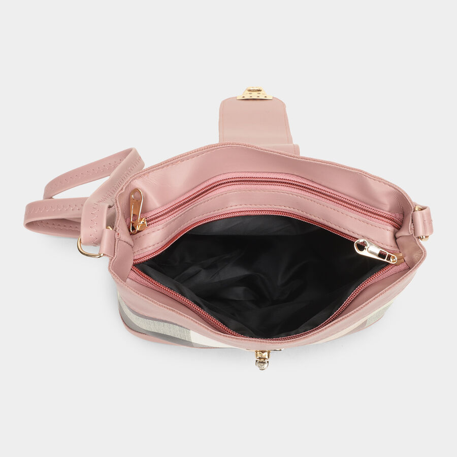 Women's Pink Polyurethane Handbag, , large image number null