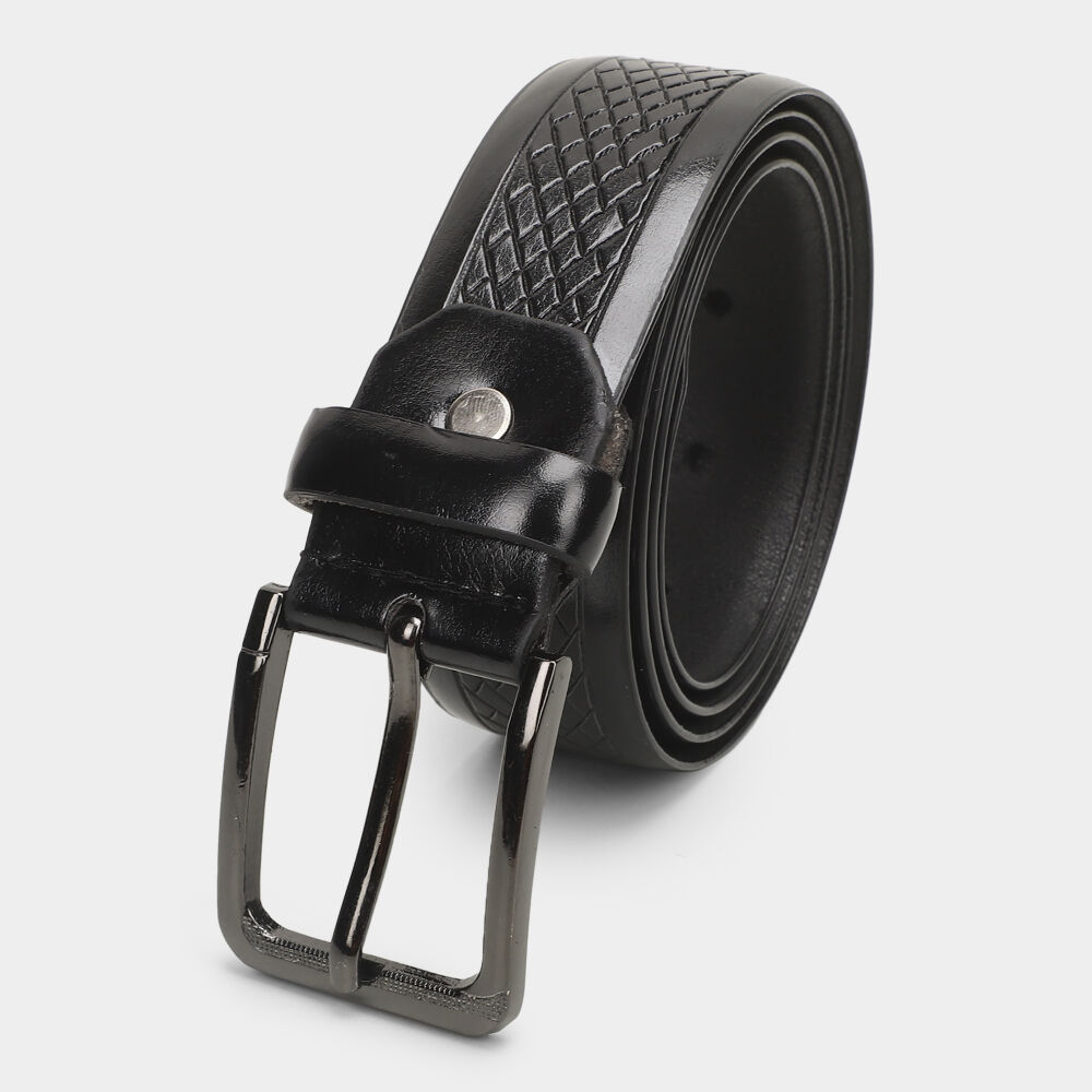 Black Tie                         Men's Black Polyurethane Belt