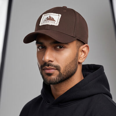 Men's Brown Fabric Cap