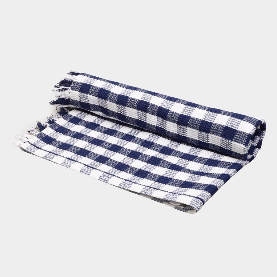 220 GSM Blue Cotton Blend Bath Towel, , large