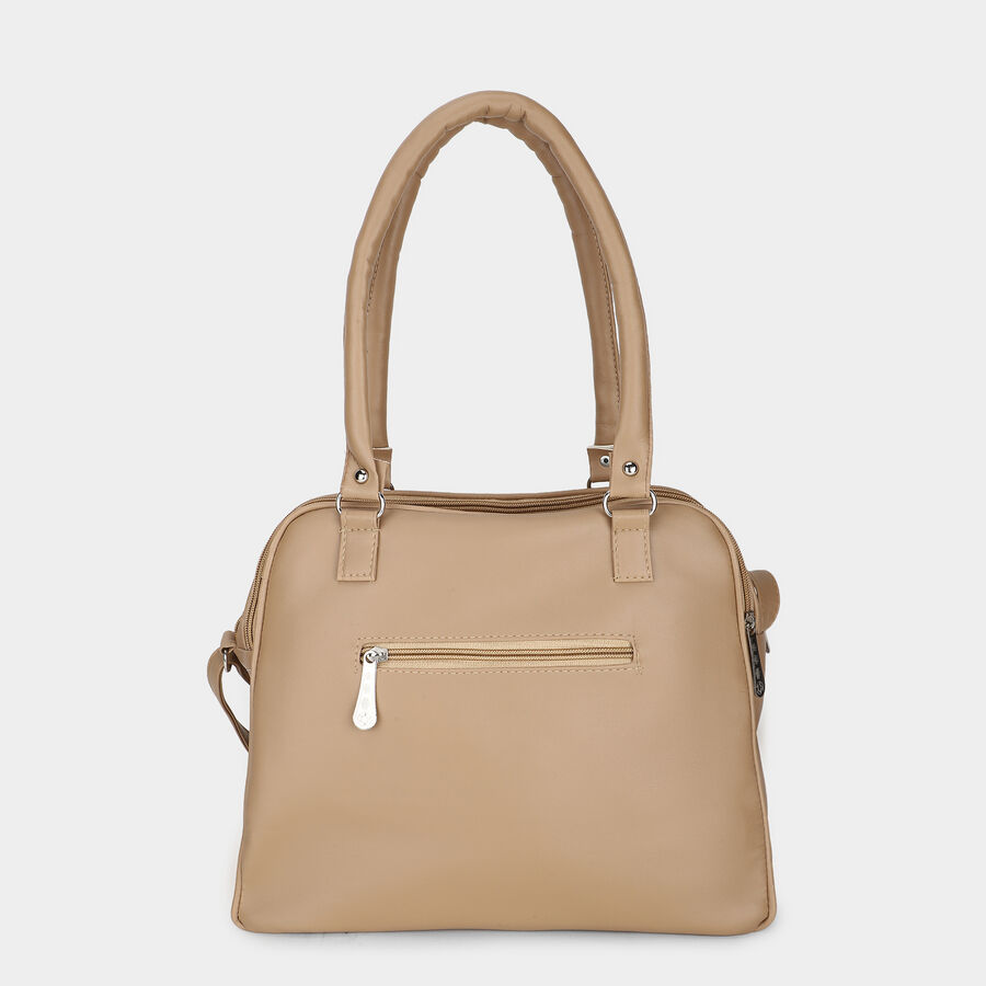 Women's Beige Polyurethane Hand Bag, , large