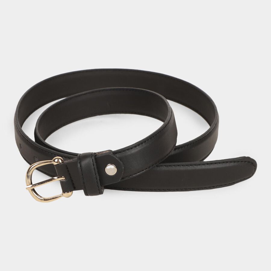 Women's Black Polyurethane Belt, , large image number null