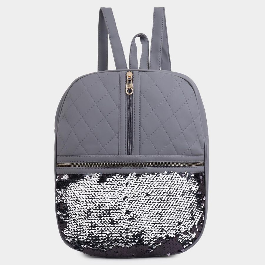 Women's Grey Polyurethane Backpack, , large image number null