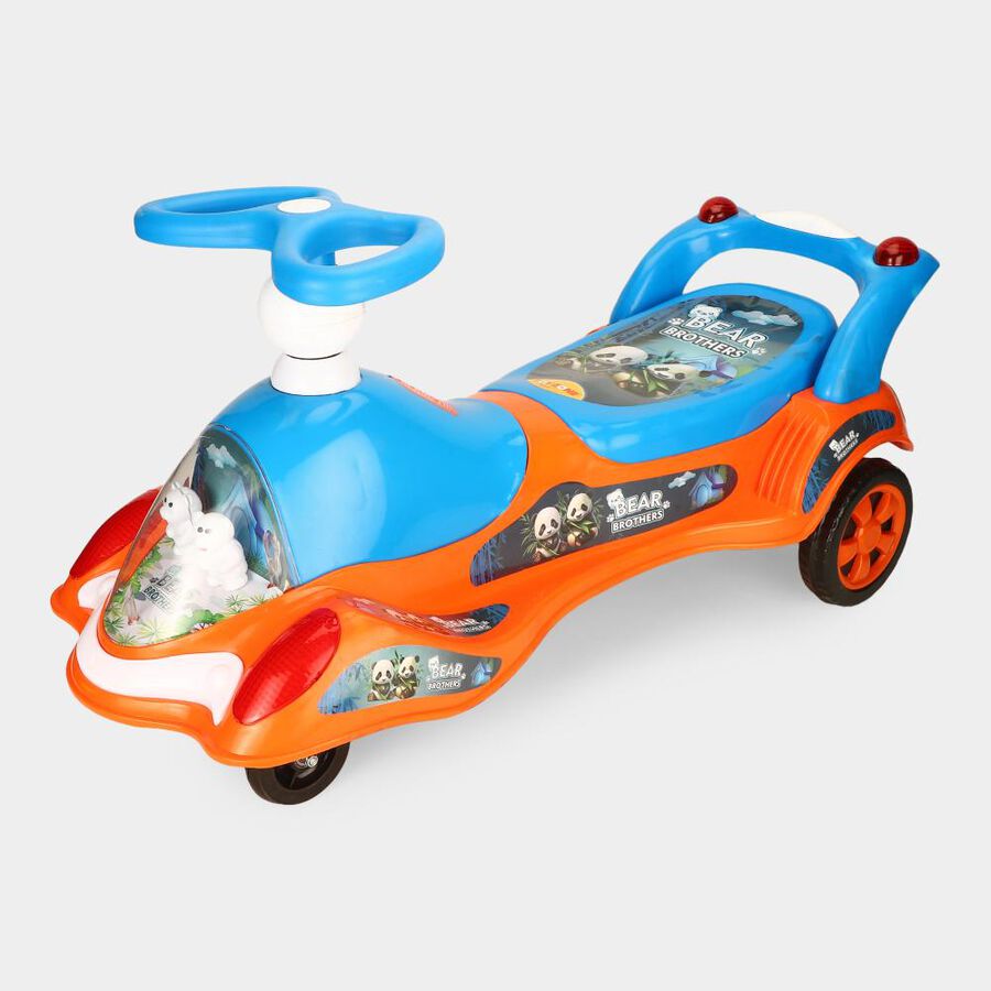 Kid's Bear Brothers Swing Car Ride-On with Music,Lights and 360-Degree Steering, , large
