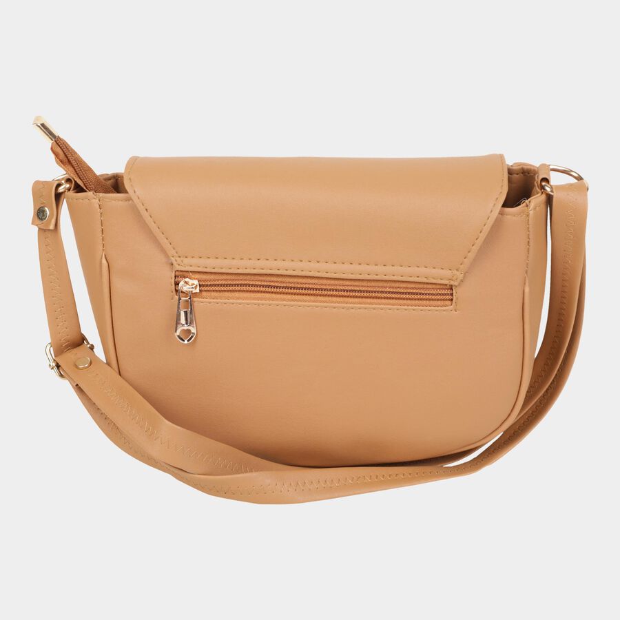 Women's Beige Polyurethane Sling Bag, , large