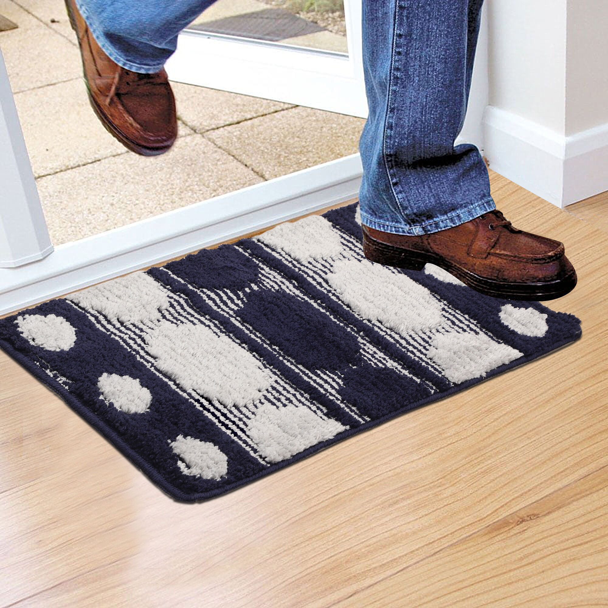Home Beautiful                         Anti-Skid Blue Polyester Door Mat