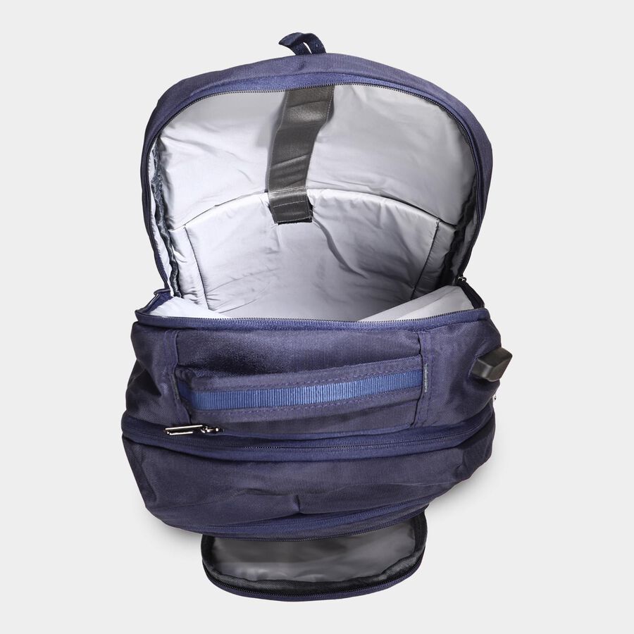 Dark Blue Polyester Backpack with Laptop Compartment and USB Port, , large image number null