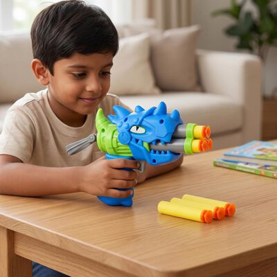 Kid's Dinosaur Soft Dart Blaster Toy Gun with Suction Bullets