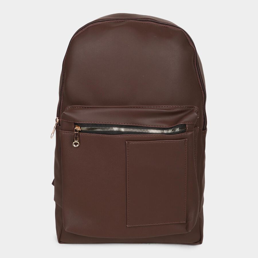 Women's Brown Polyurethane Backpack, , large image number null