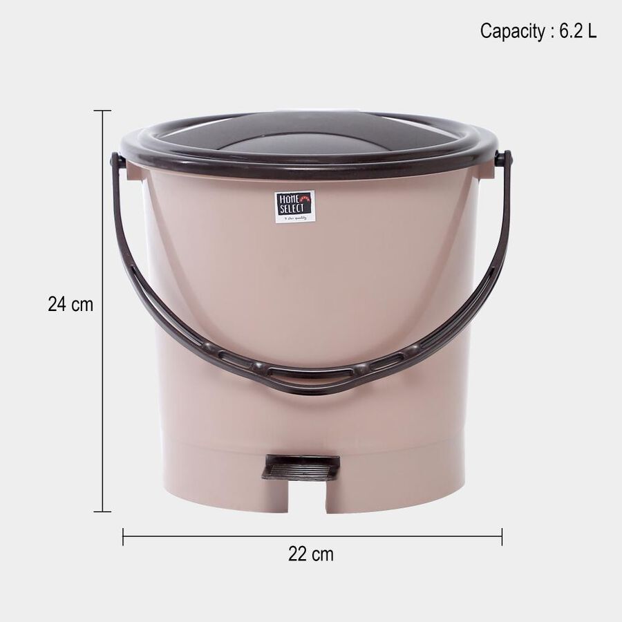 6.2 L Brown Plastic Dustbin, , large image number null