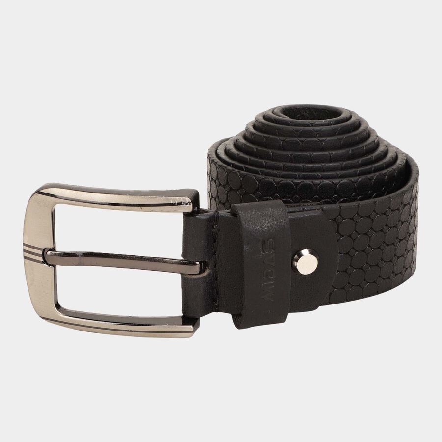 Men's Black Leather Casual Belt, , large image number null