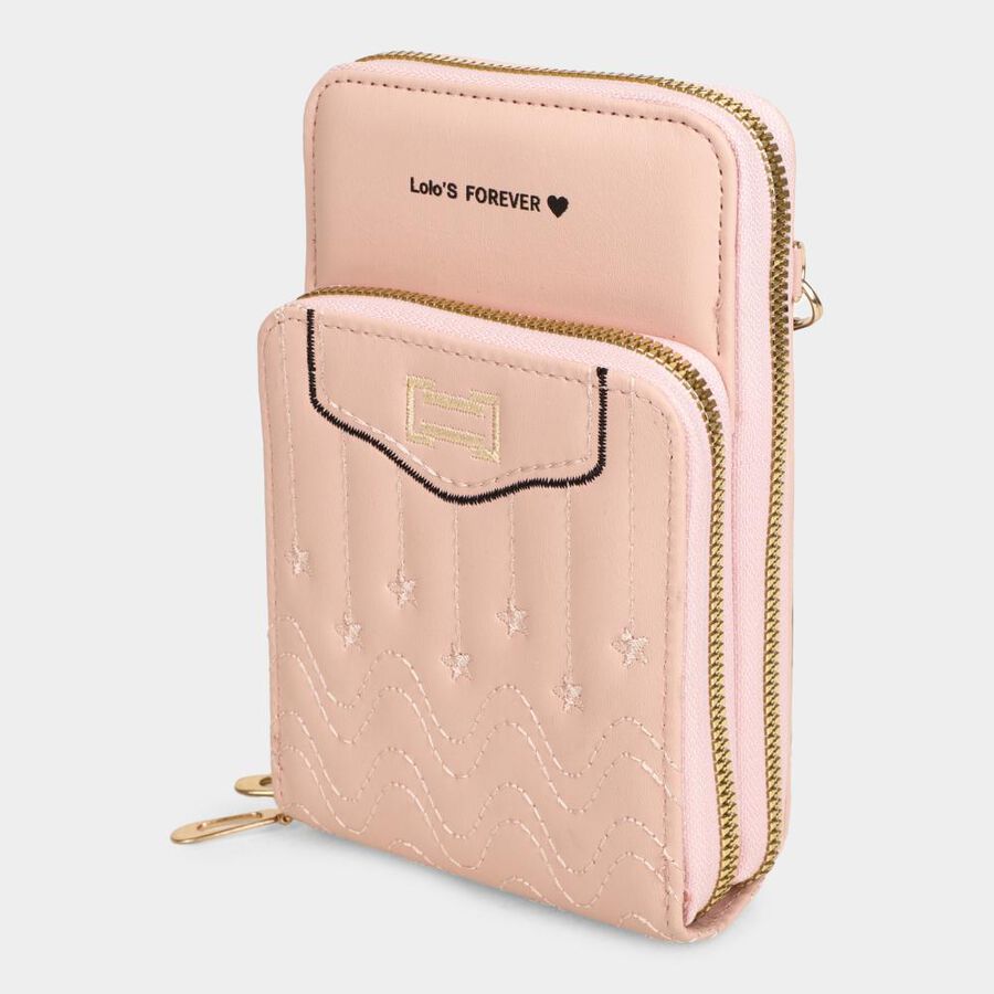 Women's Pink Polyurethane Sling Bag, , large image number null