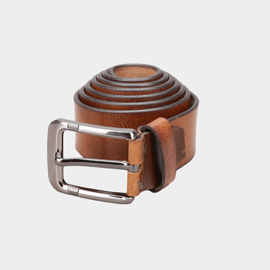 Men's Leather Casual Belt, Size 40, Smooth/Plain, , large image number null