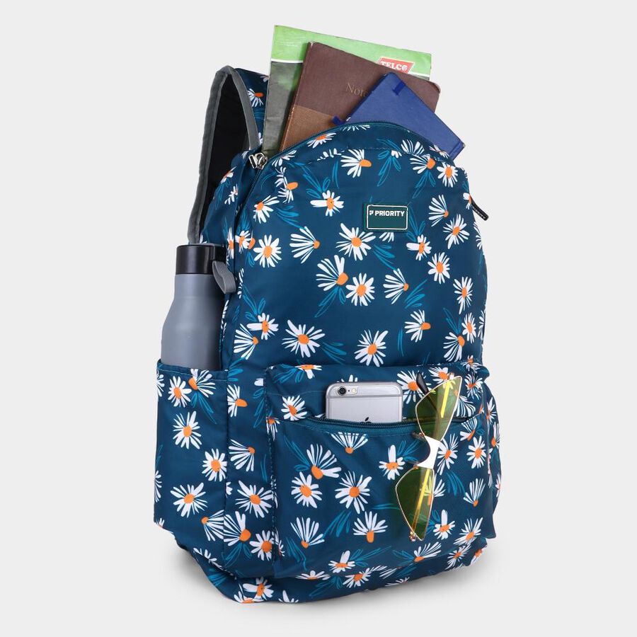 Women's Blue Fabric Backpack, , large image number null