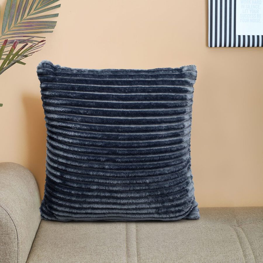 Dark Blue Ribbed Cushion, , large