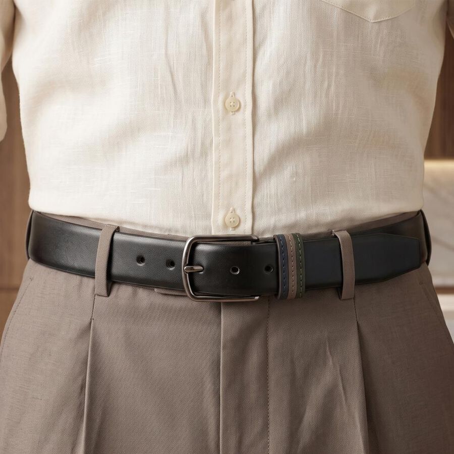 Men's Black PU Casual Belt , , large